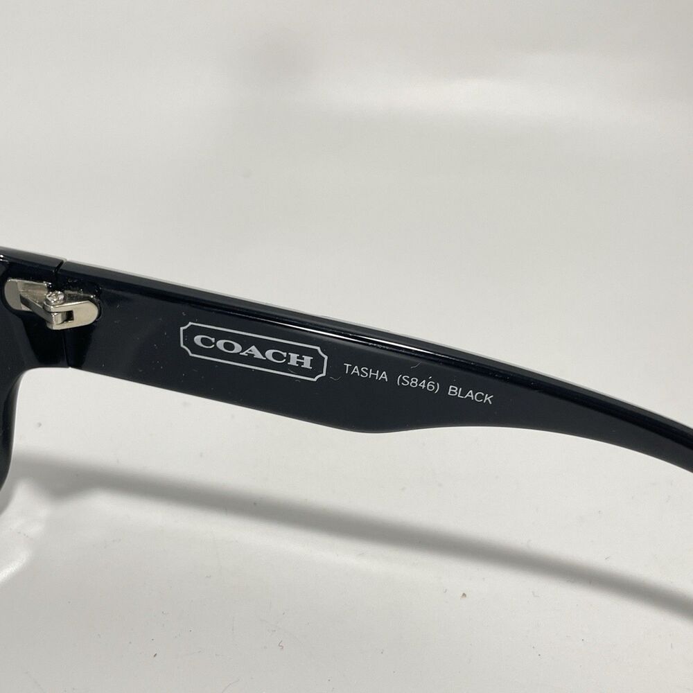 Coach Sunglasses Tasha S846 Black 58-16-125 With White Case & Cleaning Cloth - Picture 6 of 12